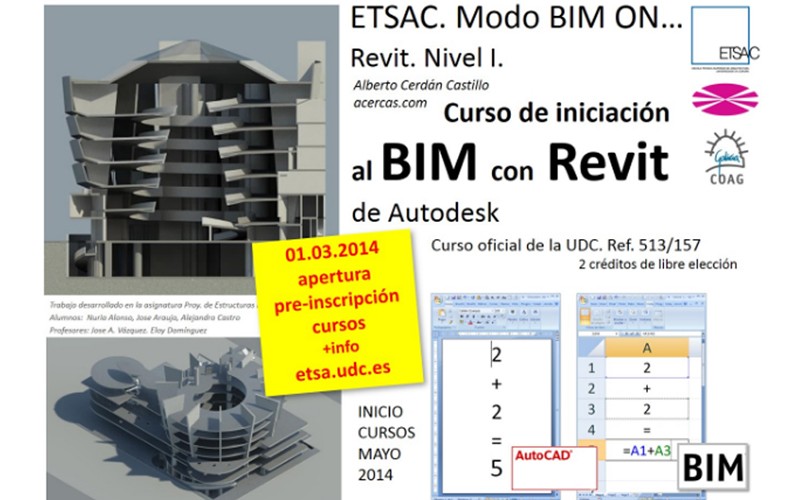 Cursos de iniciación al BIM con Revit. ETSAC. A coruña