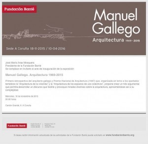 Invitación exposición Manuel Gallego_Fundación Barrié