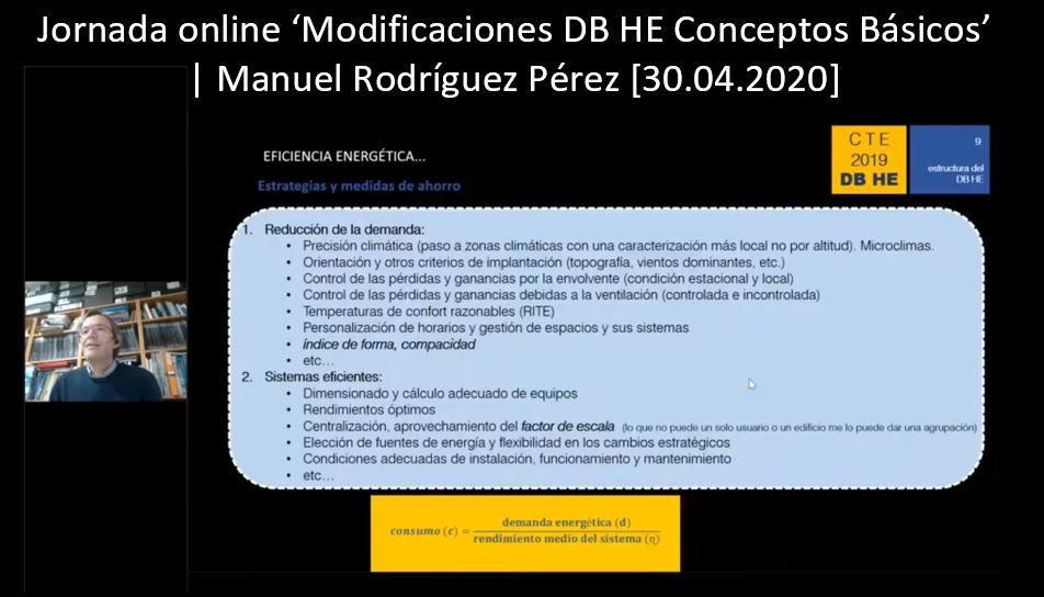Disponible la grabación de la jornada online “Modificaciones DB HE. Conceptos Básicos”